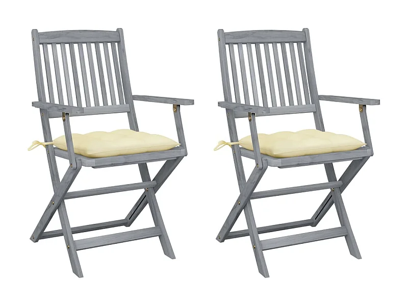 Klappbare Gartenstühle 2 Stk.| Outdoor-Stuhl mit Kissen Massivholz Akazie -gkd788564