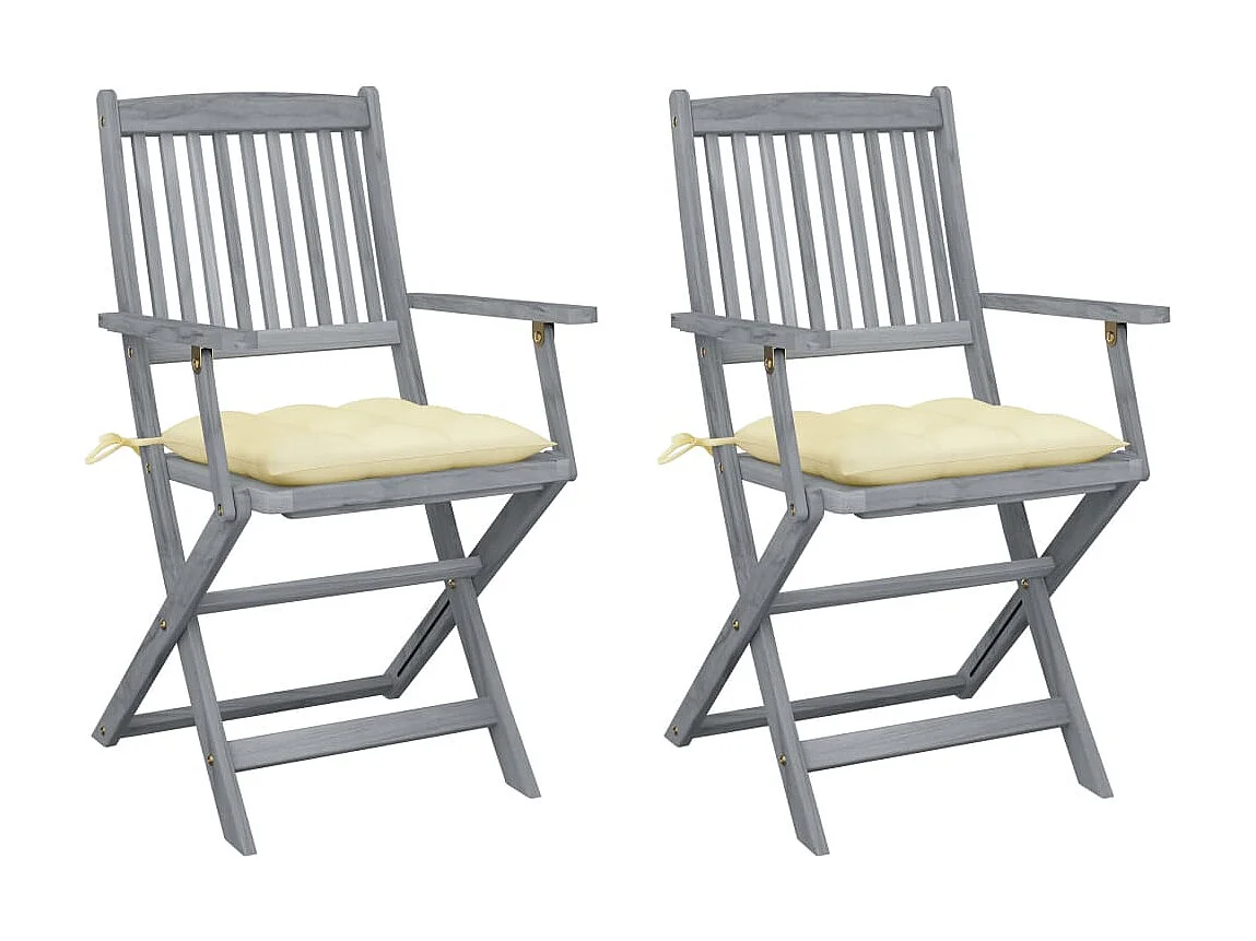 Klappbare Gartenstühle 2 Stk.| Outdoor-Stuhl mit Kissen Massivholz Akazie -gkd788564