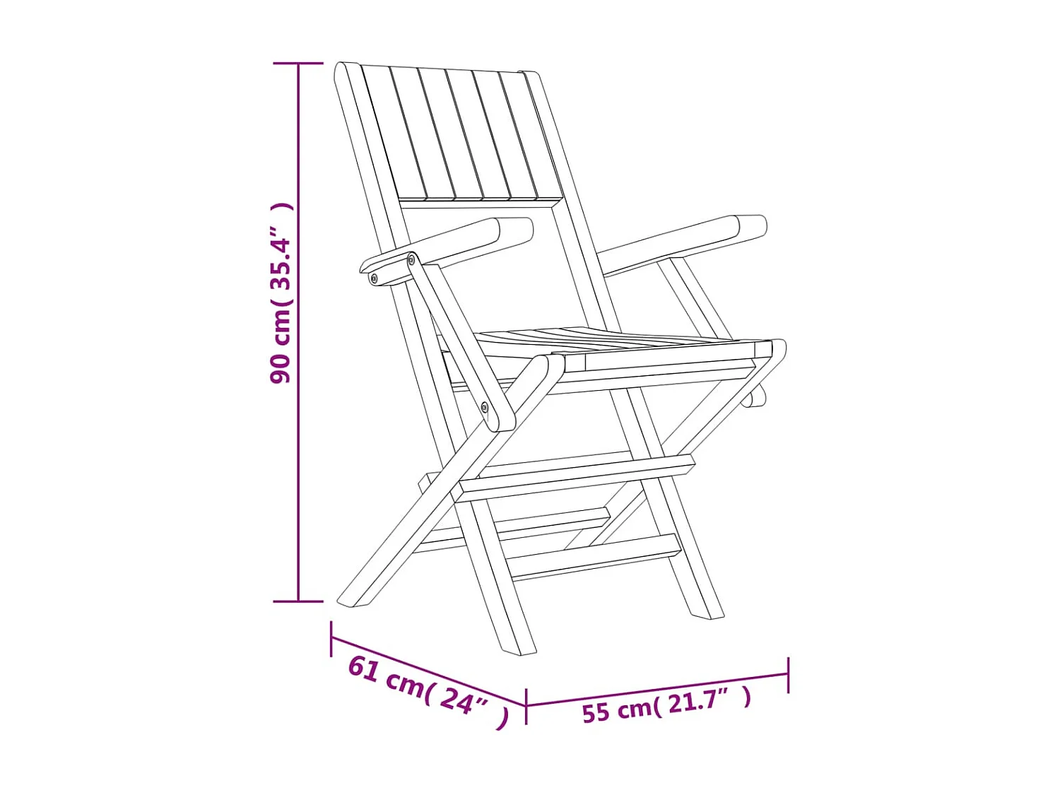 Tuinstoelen inklapbaar 4 st 55x61x90 cm massief teakhout NL76729