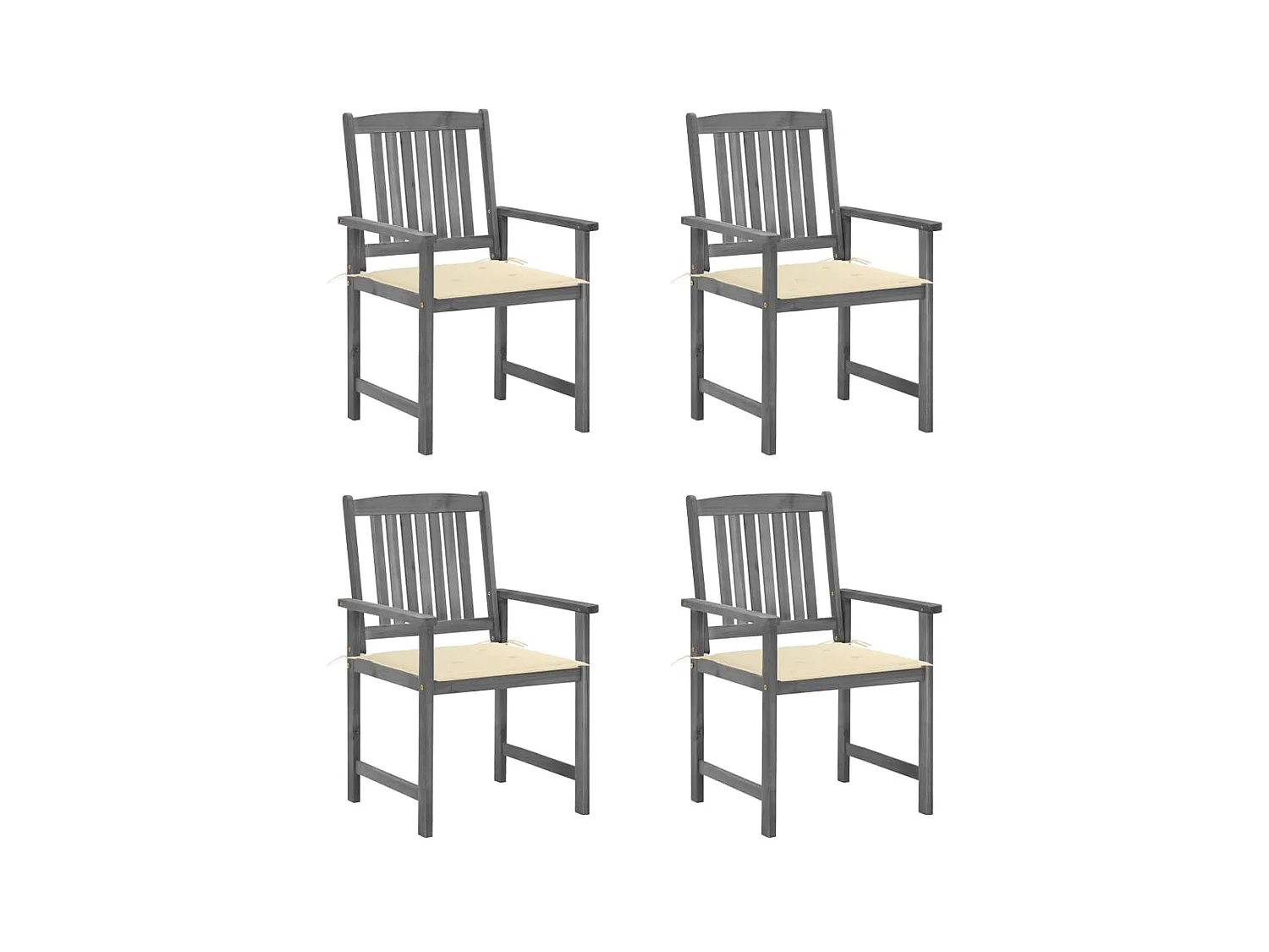 Chaises de jardin avec coussins 4 pcs Gris Bois d'acacia massif SEF81402