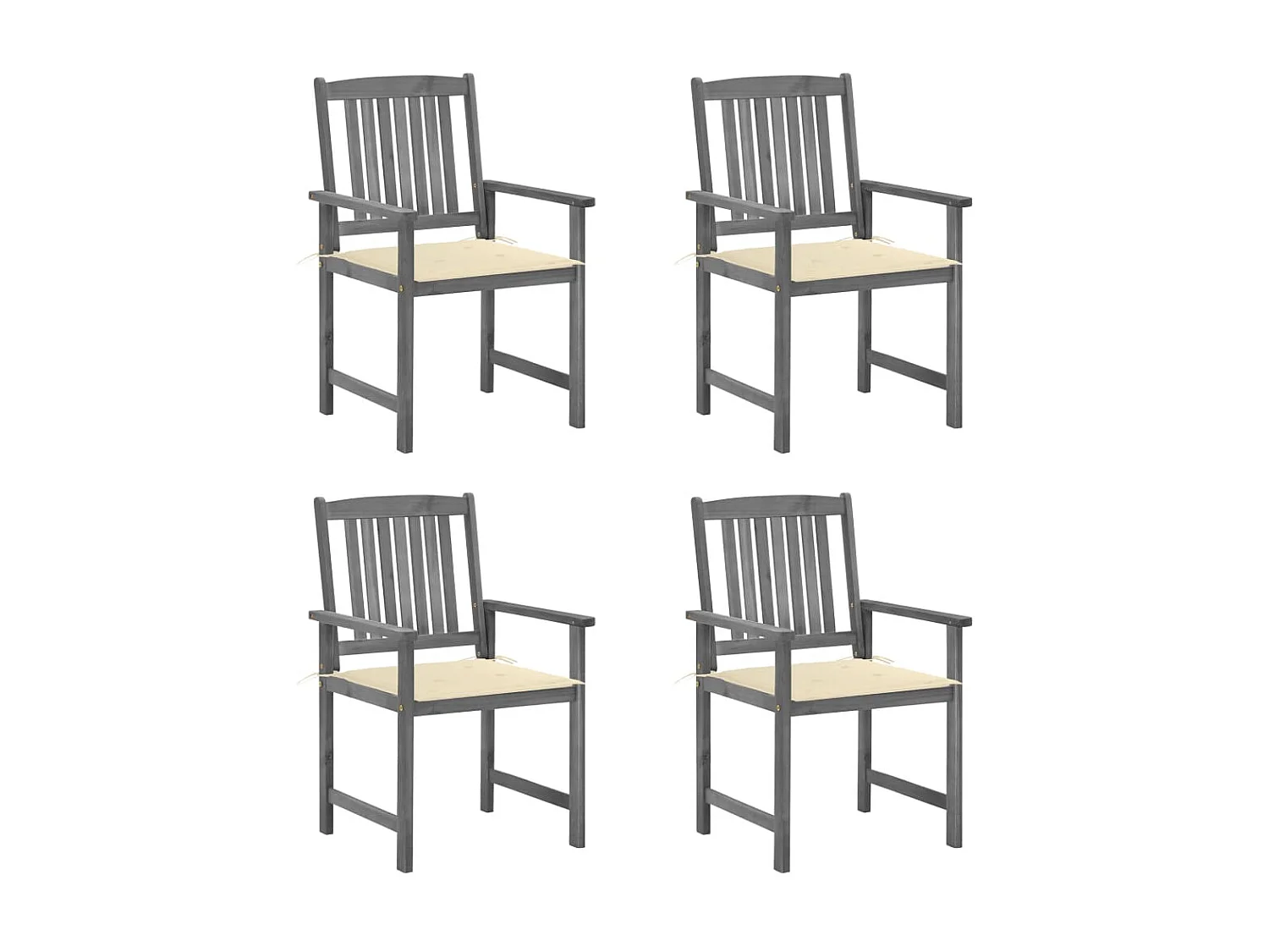 Chaises de jardin avec coussins 4 pcs Gris Bois d'acacia massif SEF81402