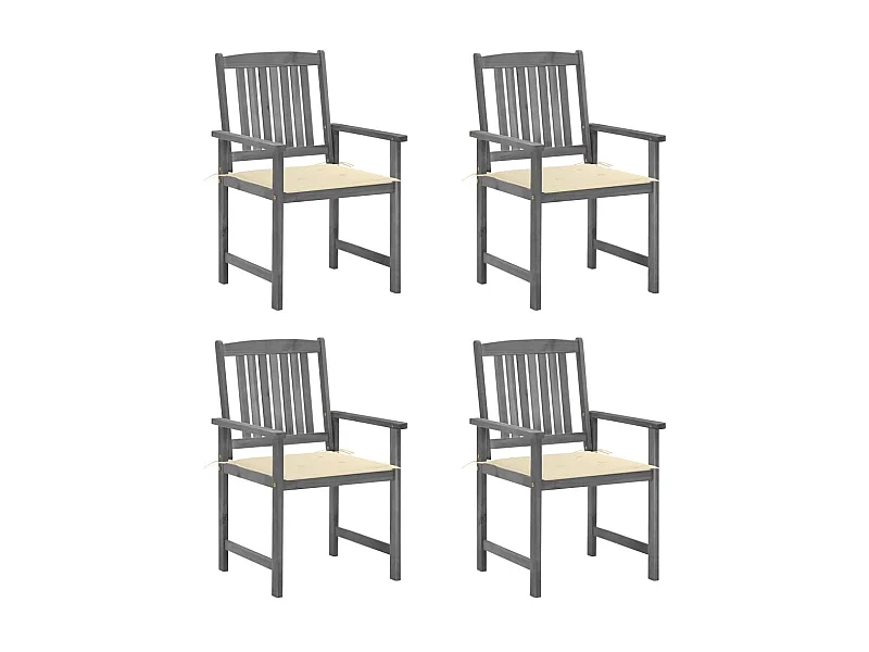 Chaises de jardin avec coussins 4 pcs Gris Bois d'acacia massif SEF81402