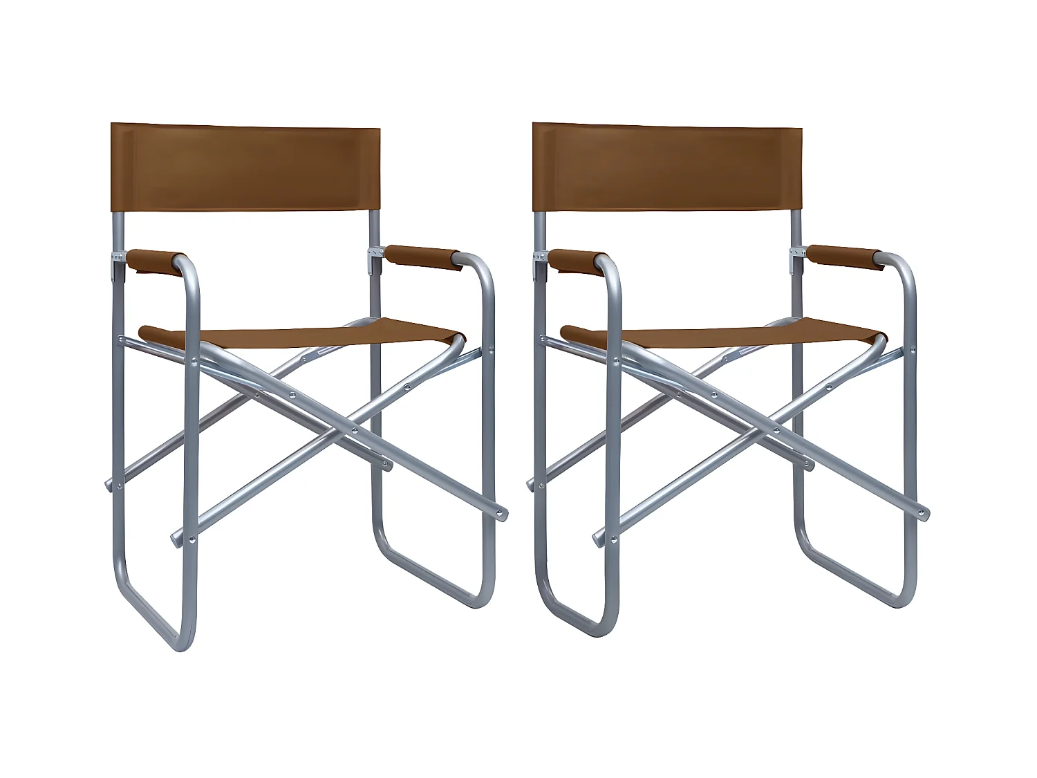 Chaises de metteur en scène 2 pcs Acier Marron SEF56790