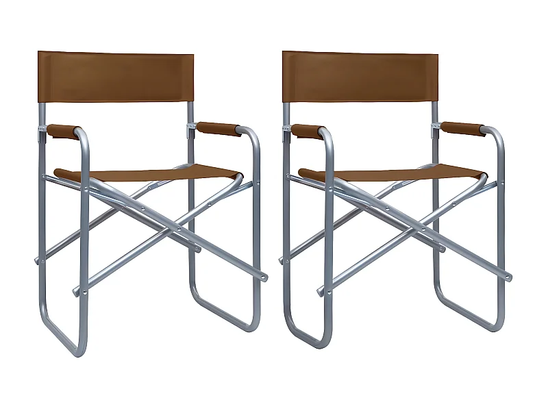 Chaises de metteur en scène 2 pcs Acier Marron SEF56790