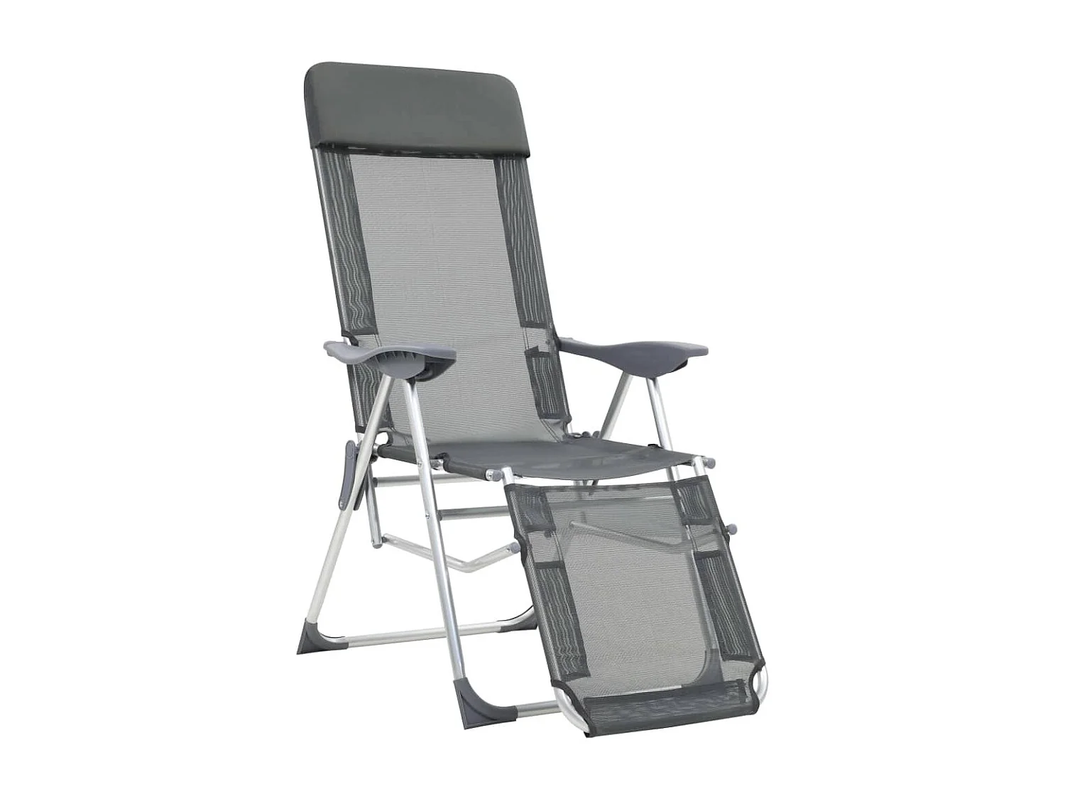 Chaises de camping pliantes et repose-pied 2 pcs gris textilène SEF95810