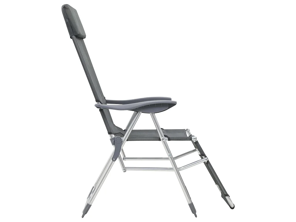 Chaises de camping pliantes et repose-pied 2 pcs gris textilène SEF95810