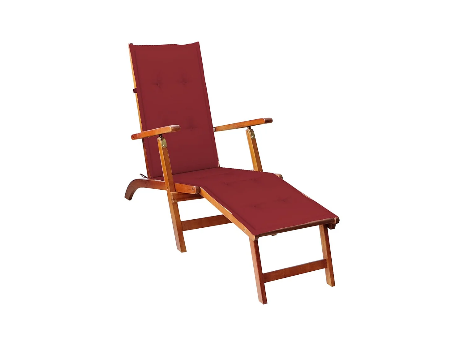 Chaise de terrasse avec repose-pied et coussin Acacia solide SEF33606