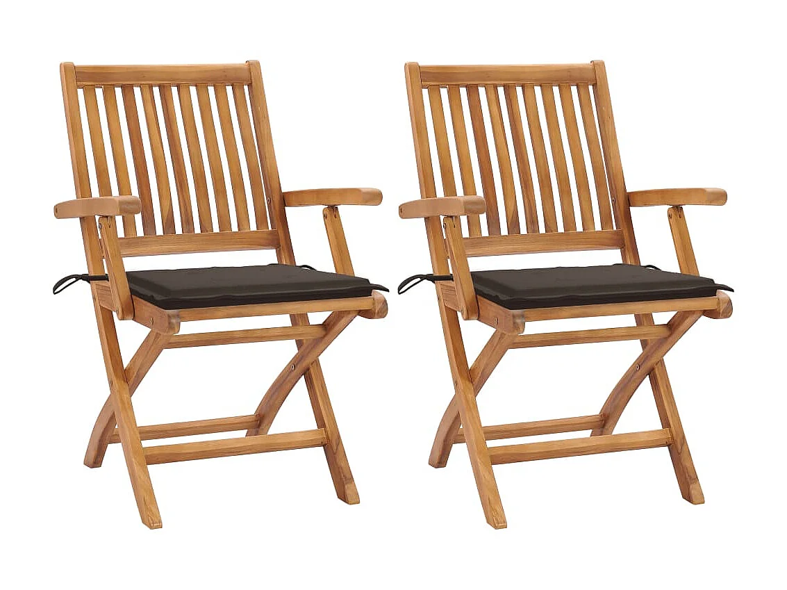 Chaises de jardin 2 pcs avec coussins taupe Bois de teck massif SEF26564