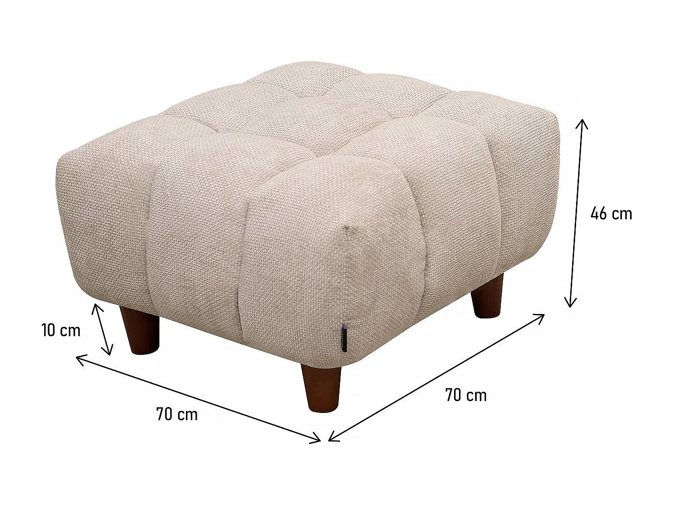Ottoman pour canapé droit "Matignon" - 70 x 70 x 46 cm - Beige