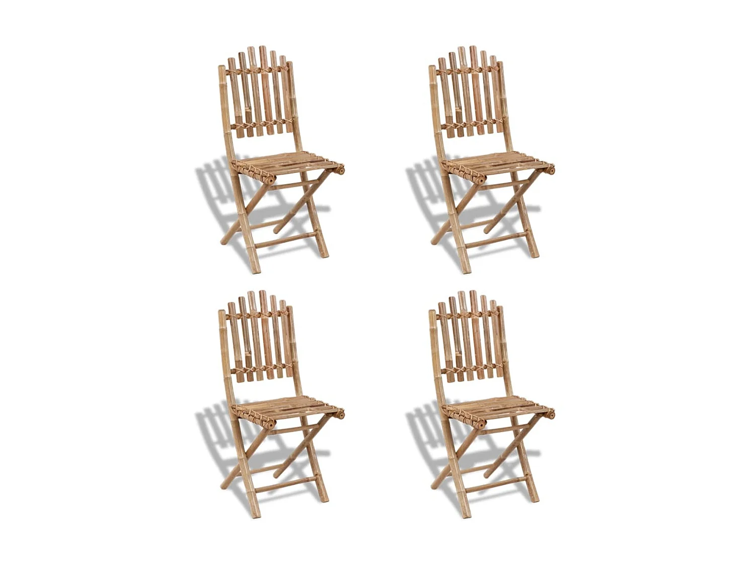 Cadeiras de exterior dobráveis bambu 4 pcs PT713127