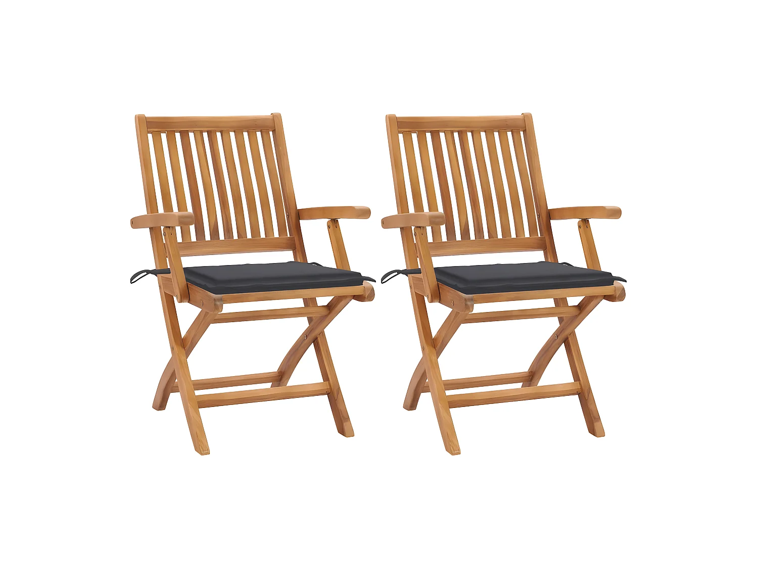 Chaises de jardin 2 pcs avec coussins anthracite Bois de teck SEF69584