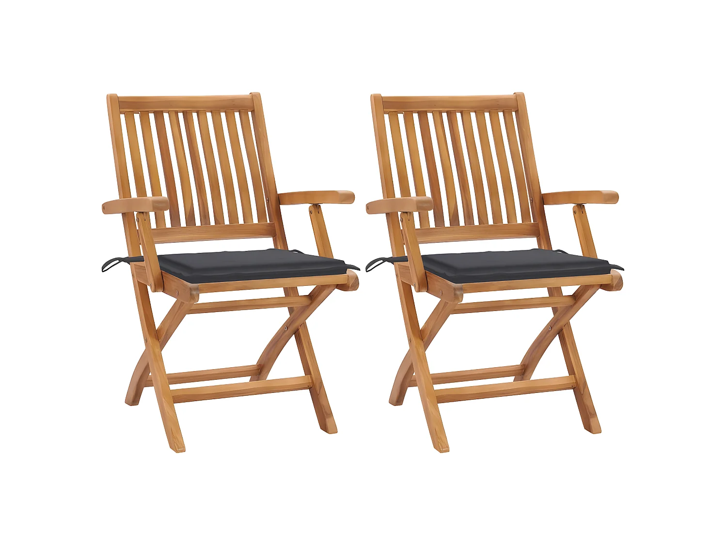 Chaises de jardin 2 pcs avec coussins anthracite Bois de teck SEF69584