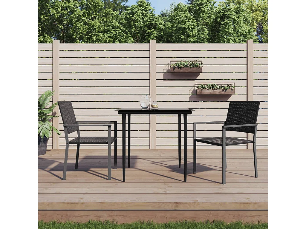 Chaises de jardin lot de 2 noir 54x62,5x89 cm résine tressée SEF21855