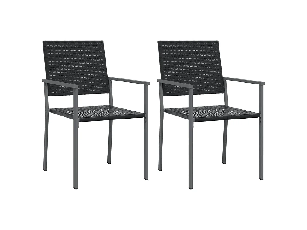 Chaises de jardin lot de 2 noir 54x62,5x89 cm résine tressée SEF21855