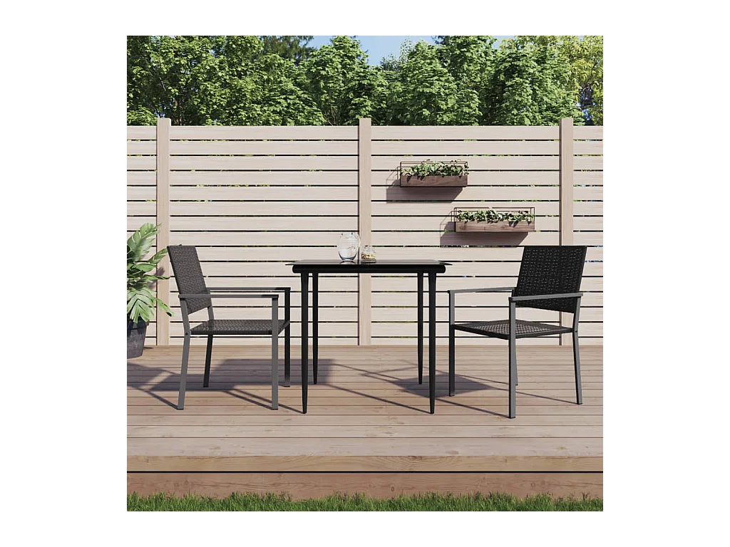 Chaises de jardin lot de 2 noir 54x62,5x89 cm résine tressée SEF21855