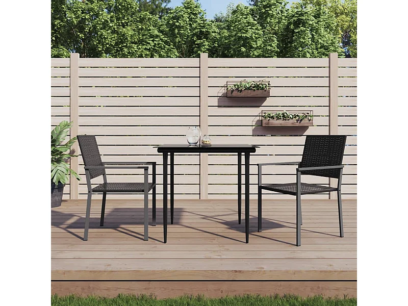 Chaises de jardin lot de 2 noir 54x62,5x89 cm résine tressée SEF21855