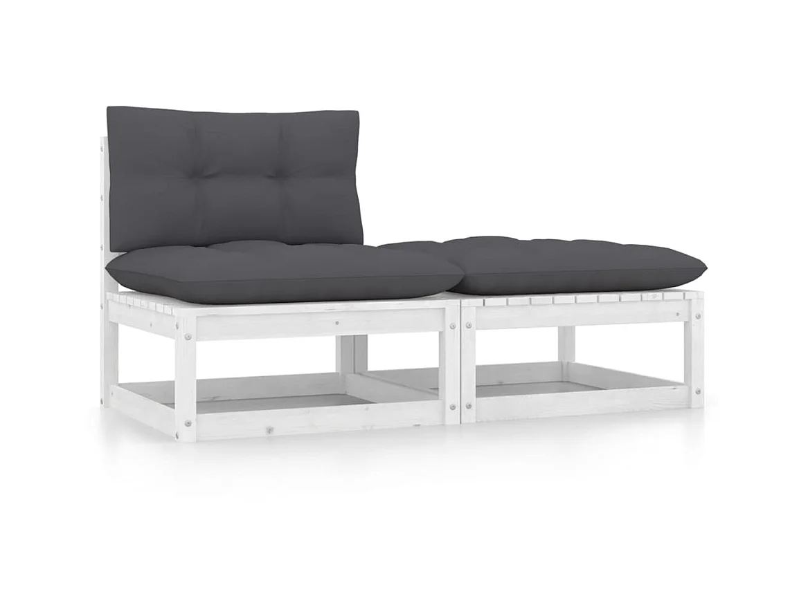 Set de muebles de jardín 2 pzas con cojines madera pino blanco KOW98910