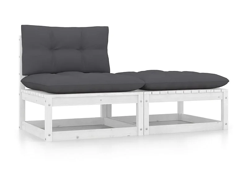Set de muebles de jardín 2 pzas con cojines madera pino blanco KOW98910