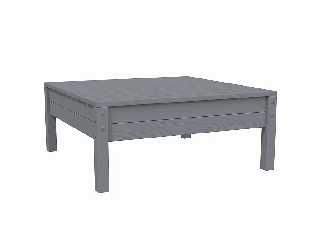 3-tlg. Garten-Sitzgruppe: Sofa + Tisch | Garten-Lounge-Set mit Kissen in Grau Kiefer Massivholz -GKD993529