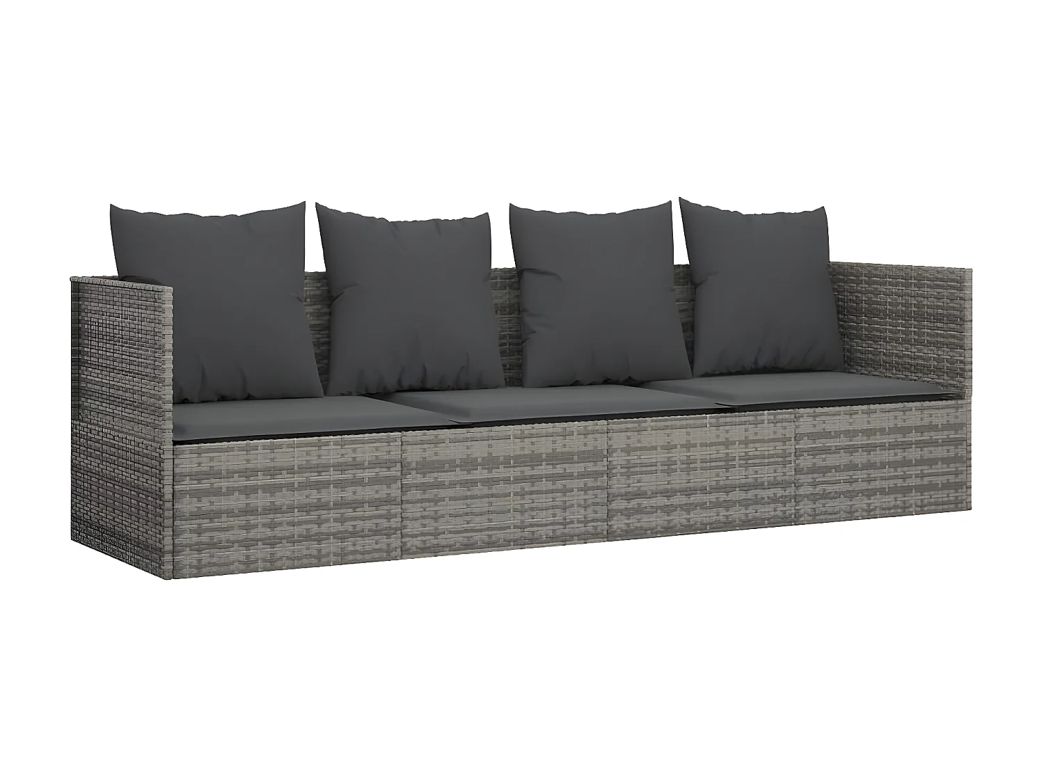 Loungebed met kussens poly rattan grijs NL201668