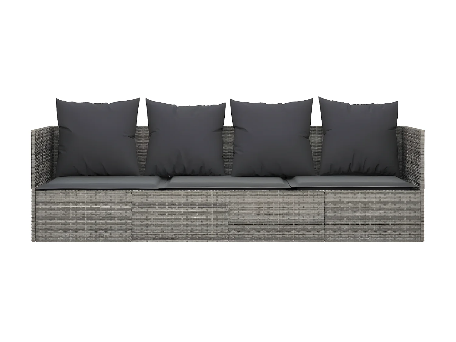 Loungebed met kussens poly rattan grijs NL201668