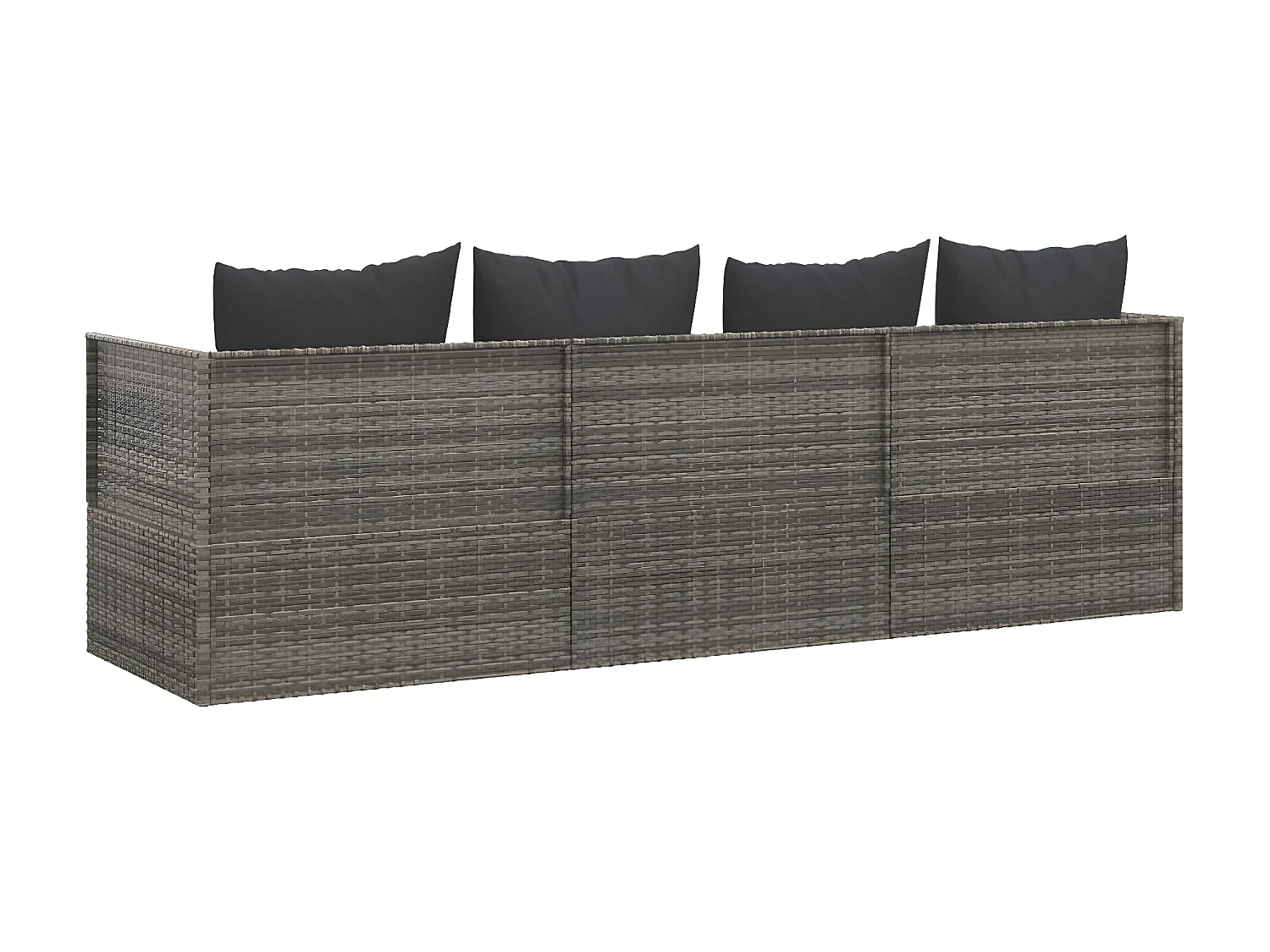 Loungebed met kussens poly rattan grijs NL201668