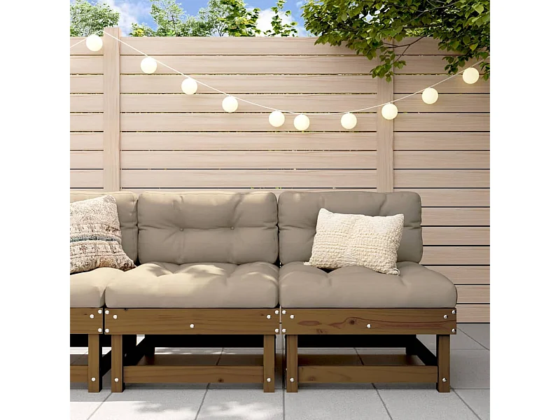 Canapés centraux de jardin avec coussins 2 pcs marron miel PWRS16832