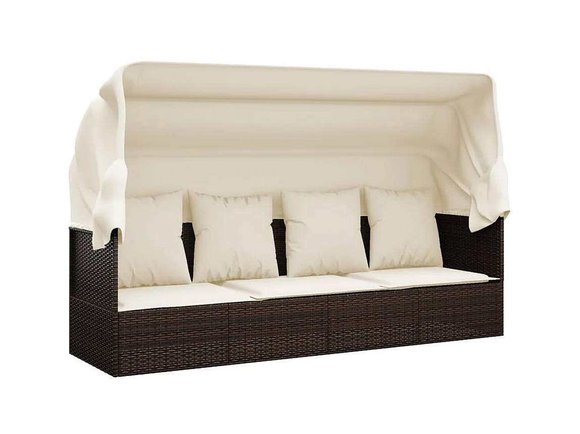 Canapé de jardin toit et coussins Marron Résine tressée PEWV28078