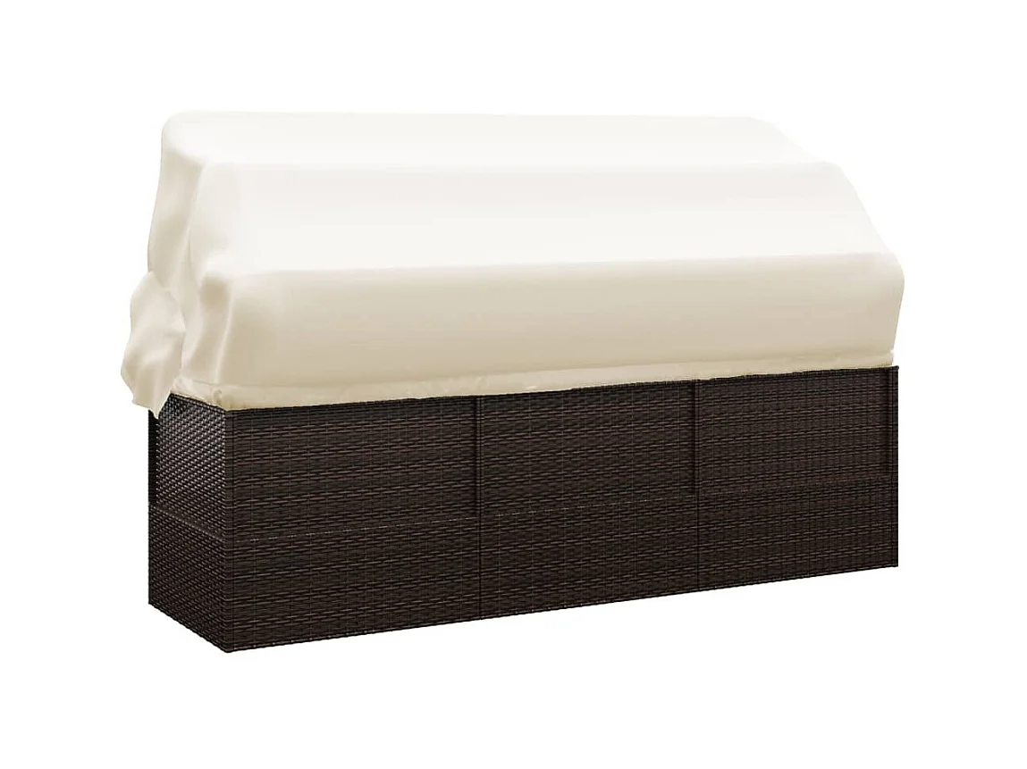 Canapé de jardin toit et coussins Marron Résine tressée PEWV28078