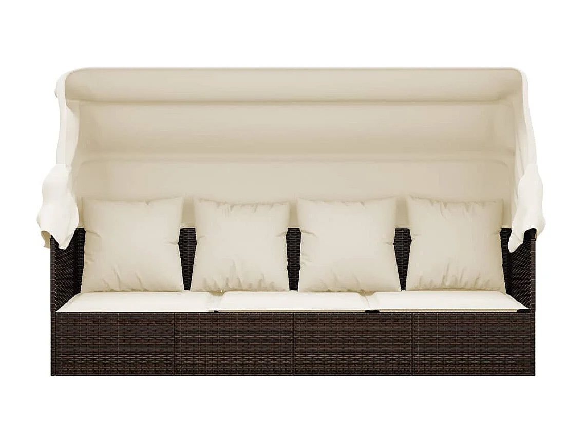 Canapé de jardin toit et coussins Marron Résine tressée PEWV28078