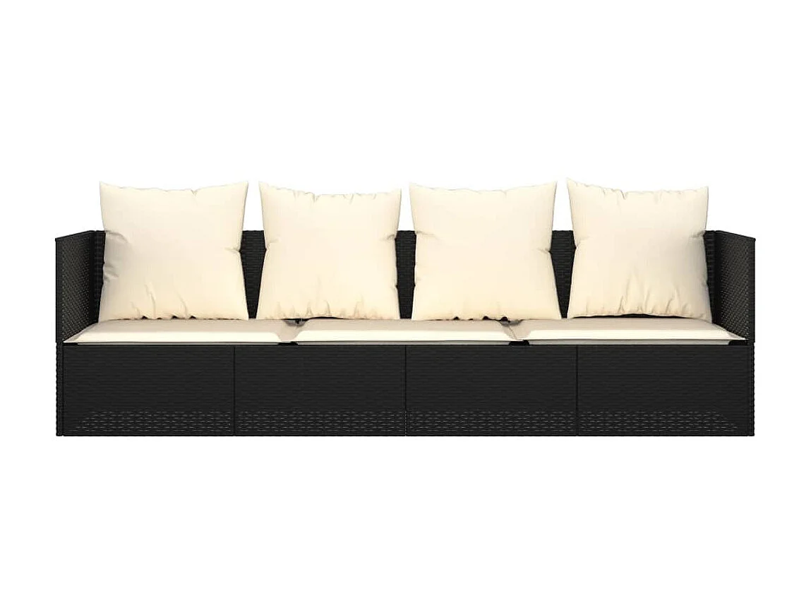 Canapé de jardin avec coussins Noir Résine tressée PEWV70582