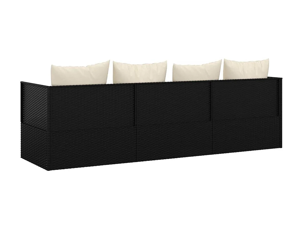 Canapé de jardin avec coussins Noir Résine tressée PEWV70582