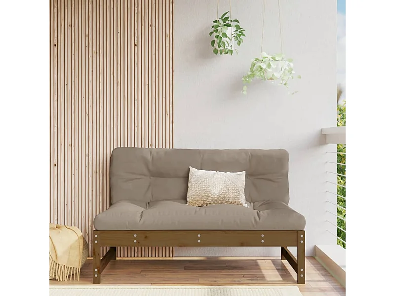 Sofá central madera maciza de pino marrón miel 120x80 cm KOW93911