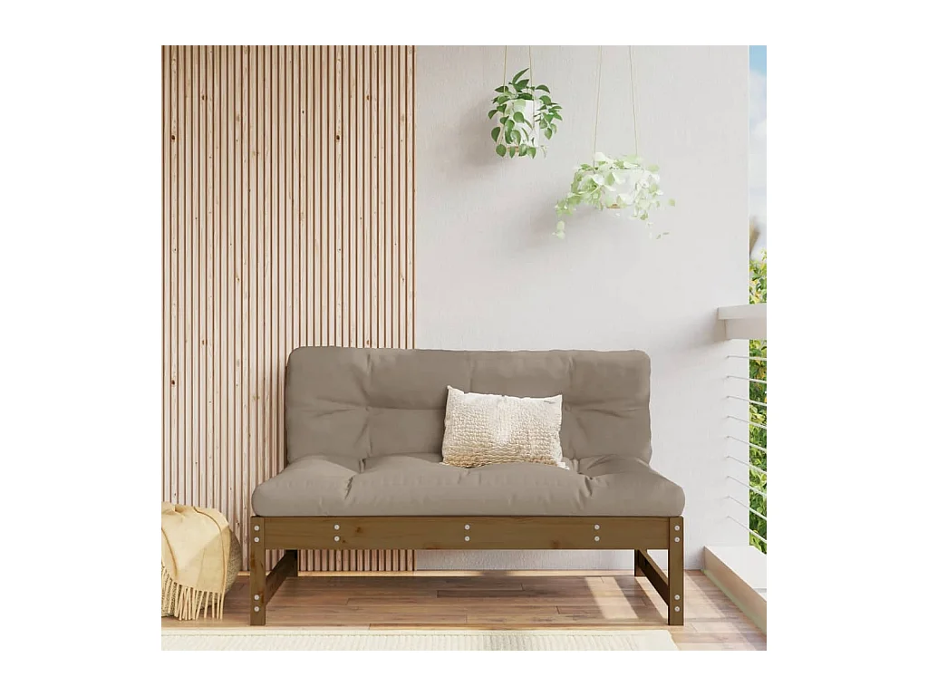Canapé central de jardin 120x80 cm marron miel bois de pin massif PWRS11768