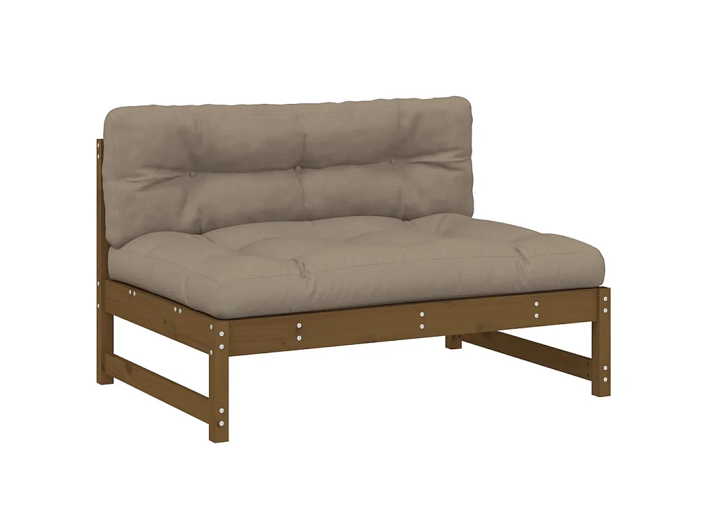Canapé central de jardin 120x80 cm marron miel bois de pin massif PWRS11768