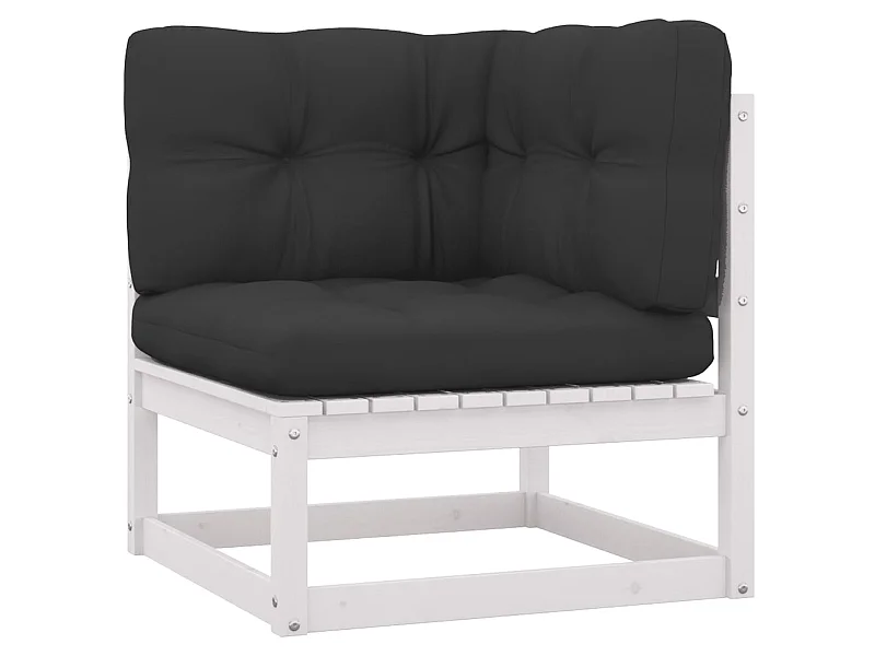 Sofá de esquina de jardín cojines gris antracita madera pino KOW50827