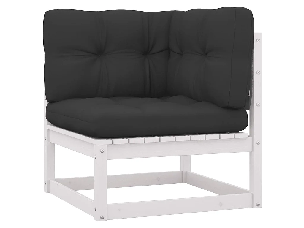 Sofá de esquina de jardín cojines gris antracita madera pino KOW50827