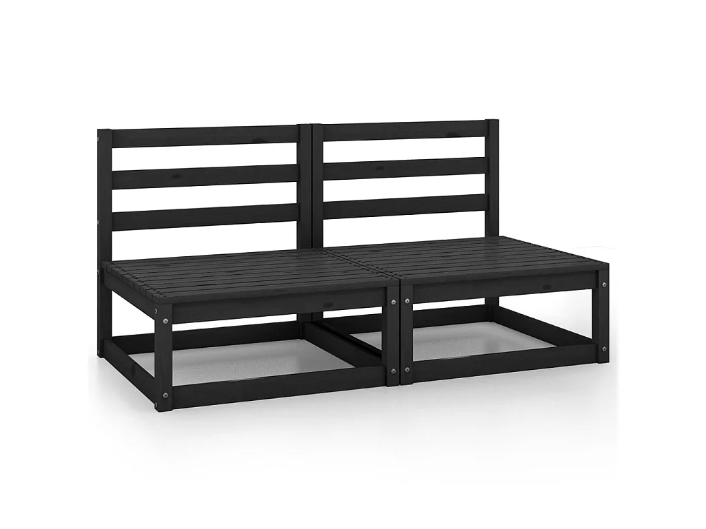 Sofá de jardín 2 plazas negro madera maciza de pino KOW56059