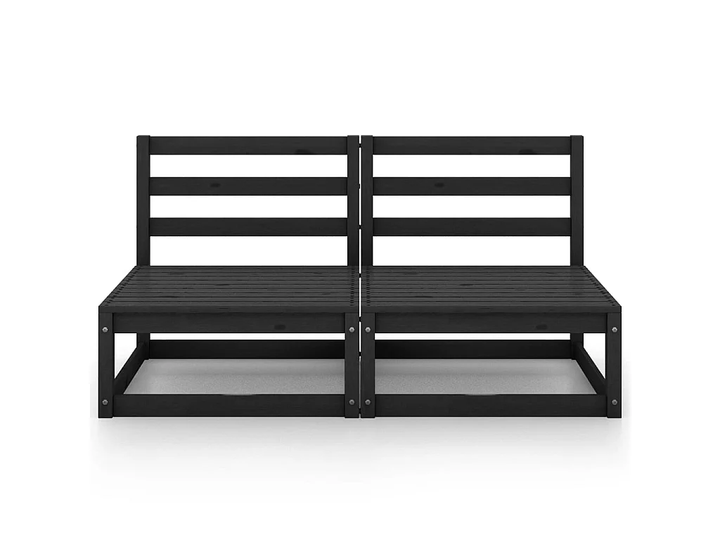 Sofá de jardín 2 plazas negro madera maciza de pino KOW56059