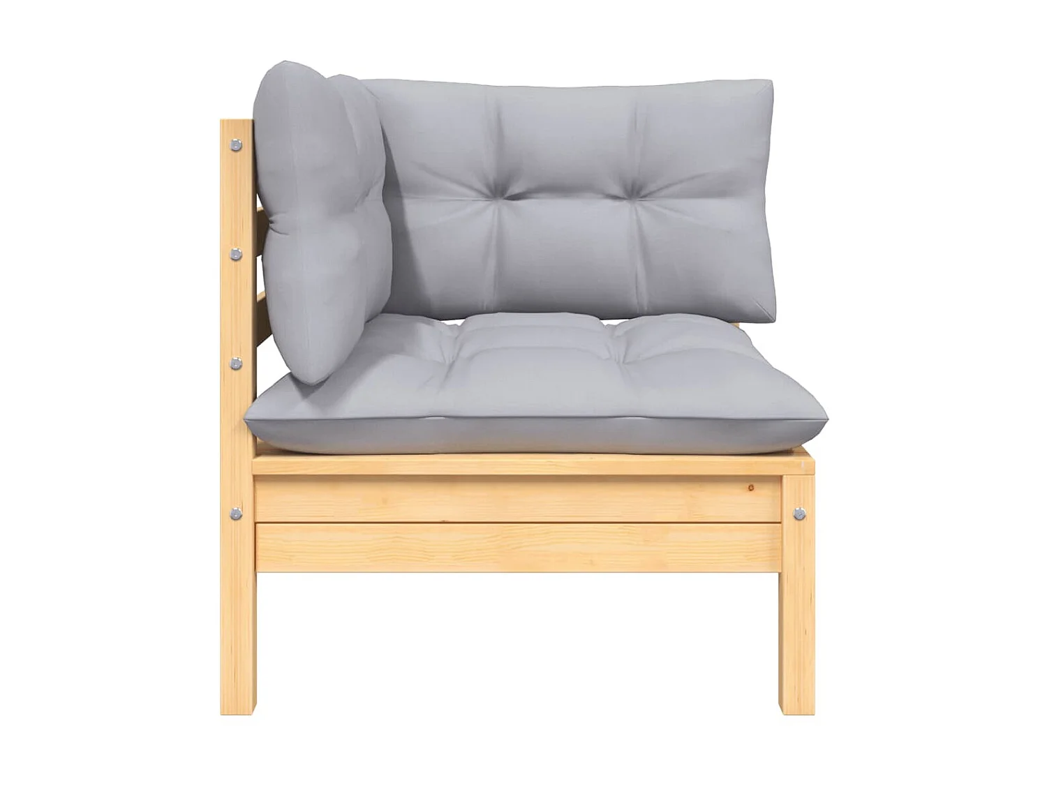 3-tlg. Garten-Sitzgruppe: Sofa + Tisch | Garten-Lounge-Set mit Grauen Kissen Kiefer Massivholz -GKD769885