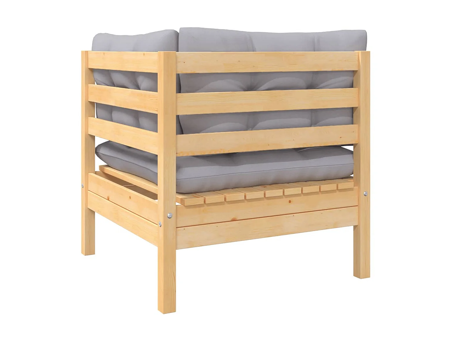 3-tlg. Garten-Sitzgruppe: Sofa + Tisch | Garten-Lounge-Set mit Grauen Kissen Kiefer Massivholz -GKD769885