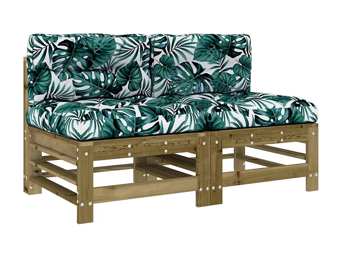 Sofás de centro com almofadões 2 pcs pinho impregnado PT605547