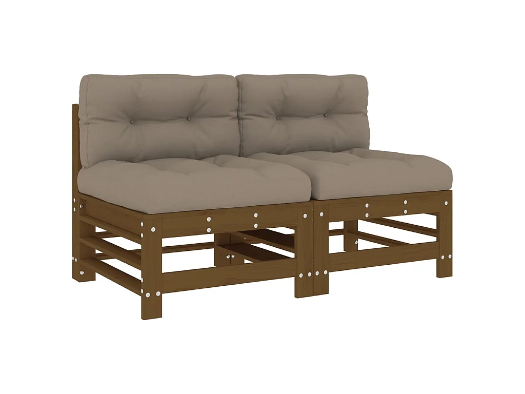 Sofás de centro com almofadões 2 pcs pinho maciço castanho-mel PT655897