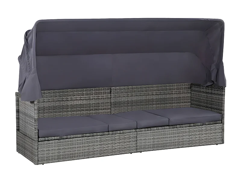Sofá de jardín con toldo 205x62 cm ratán sintético gris KOW58751