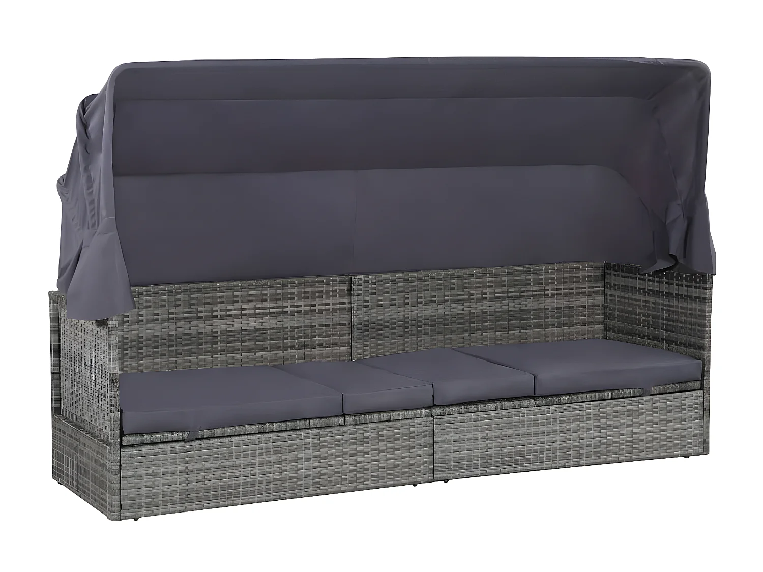 Sofá de jardín con toldo 205x62 cm ratán sintético gris KOW58751