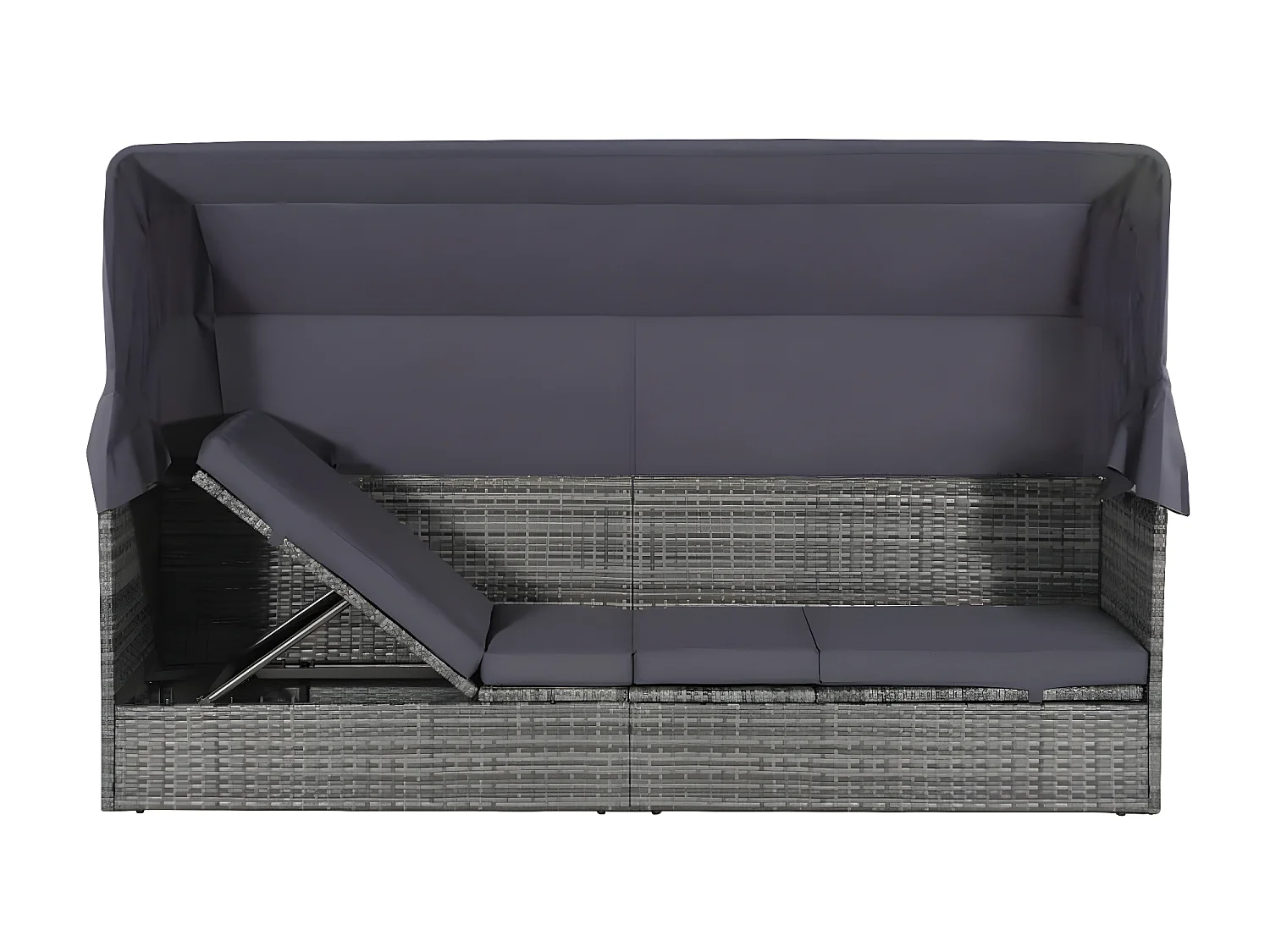 Sofá de jardín con toldo 205x62 cm ratán sintético gris KOW58751