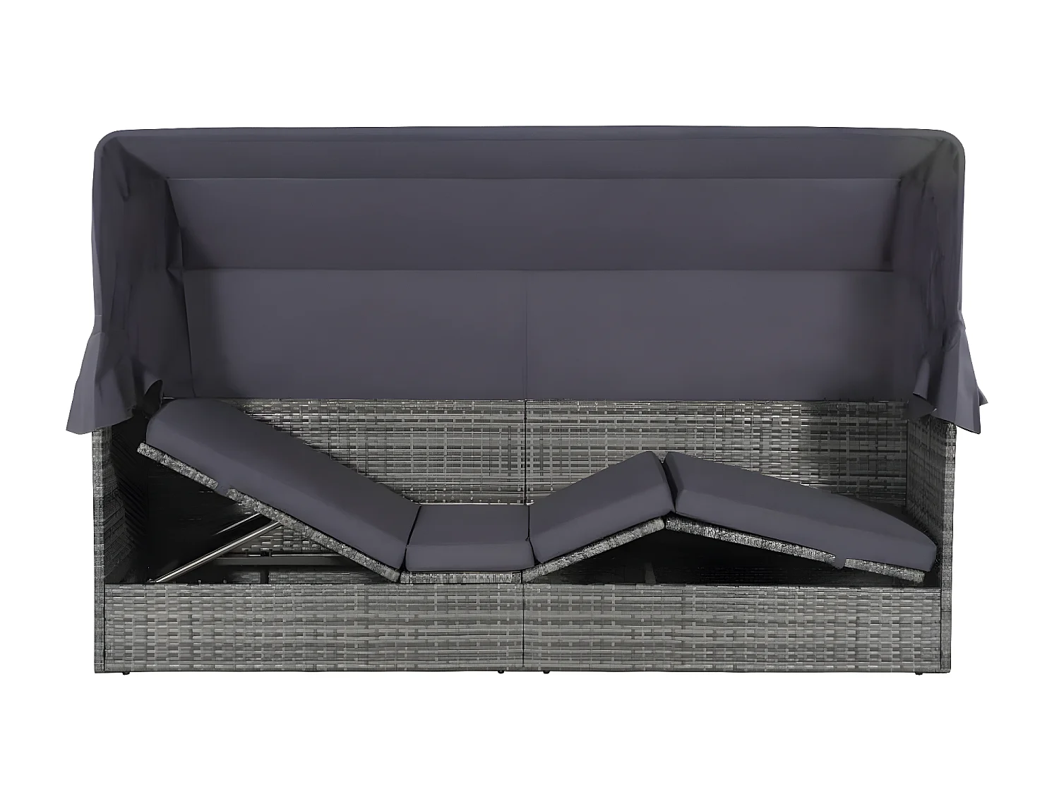 Sofá de jardín con toldo 205x62 cm ratán sintético gris KOW58751