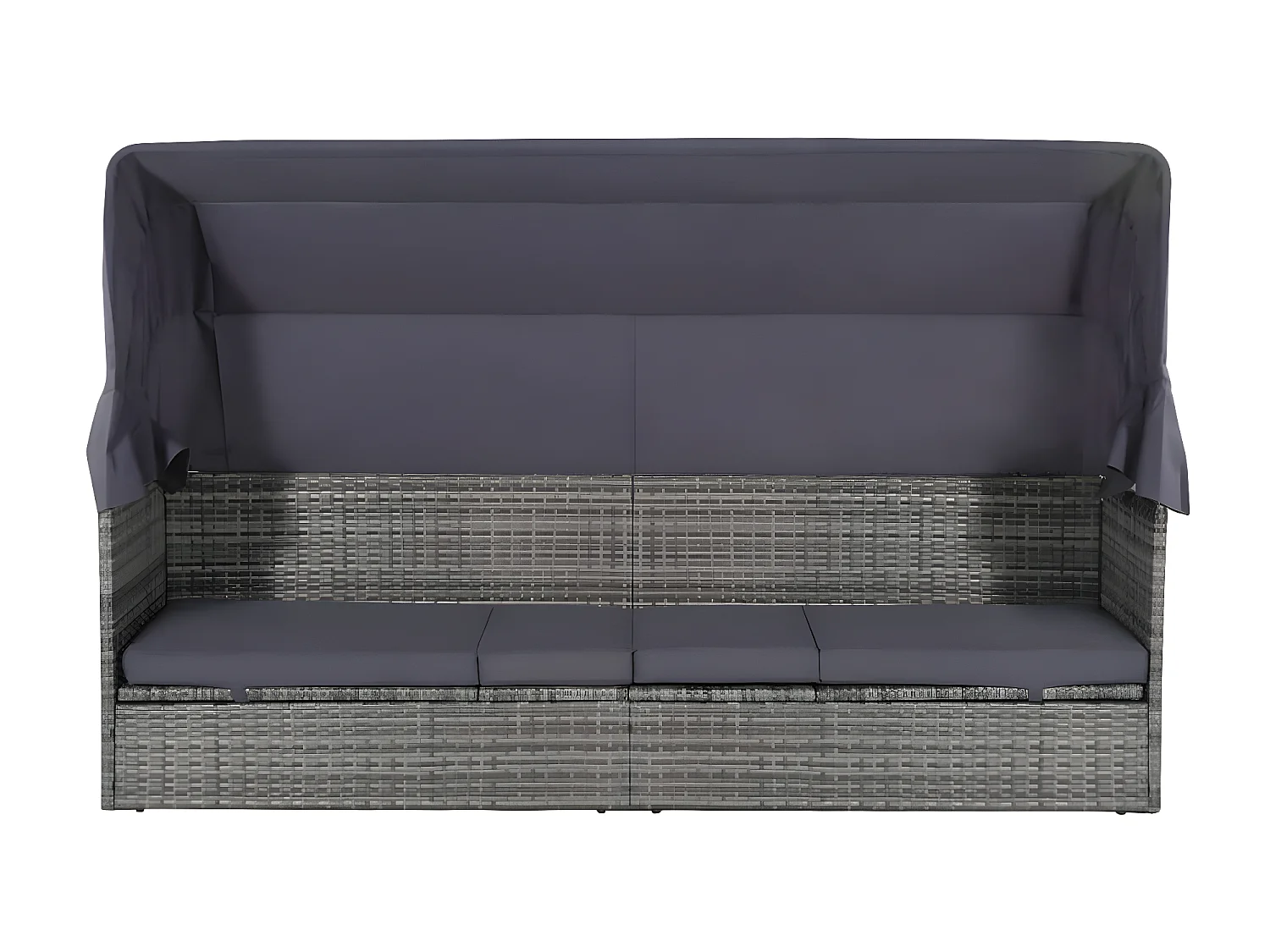 Sofá de jardín con toldo 205x62 cm ratán sintético gris KOW58751