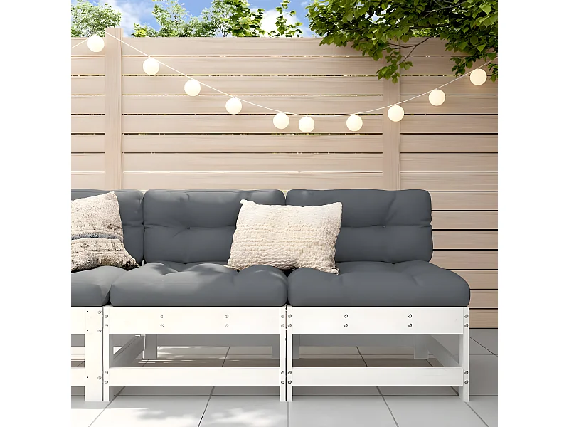 Sofás de centro com almofadões 2 pcs pinho maciço branco PT380151