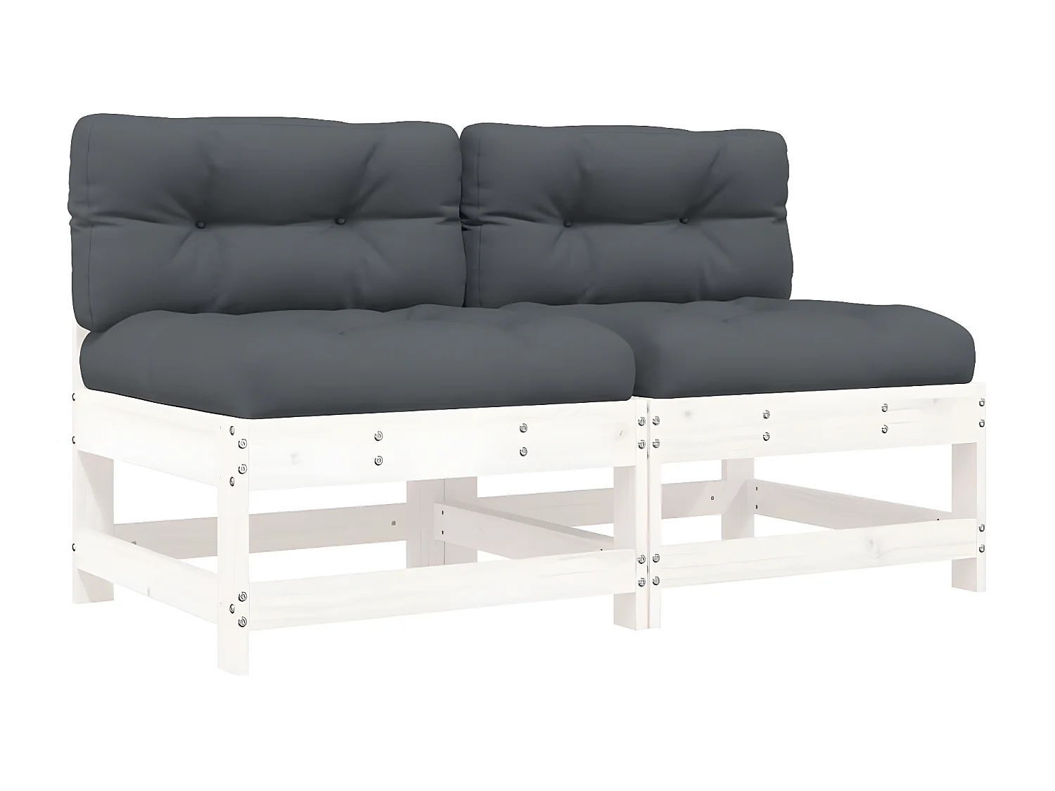 Canapés centraux de jardin avec coussins 2 pcs blanc bois de pin massif PWRS35741